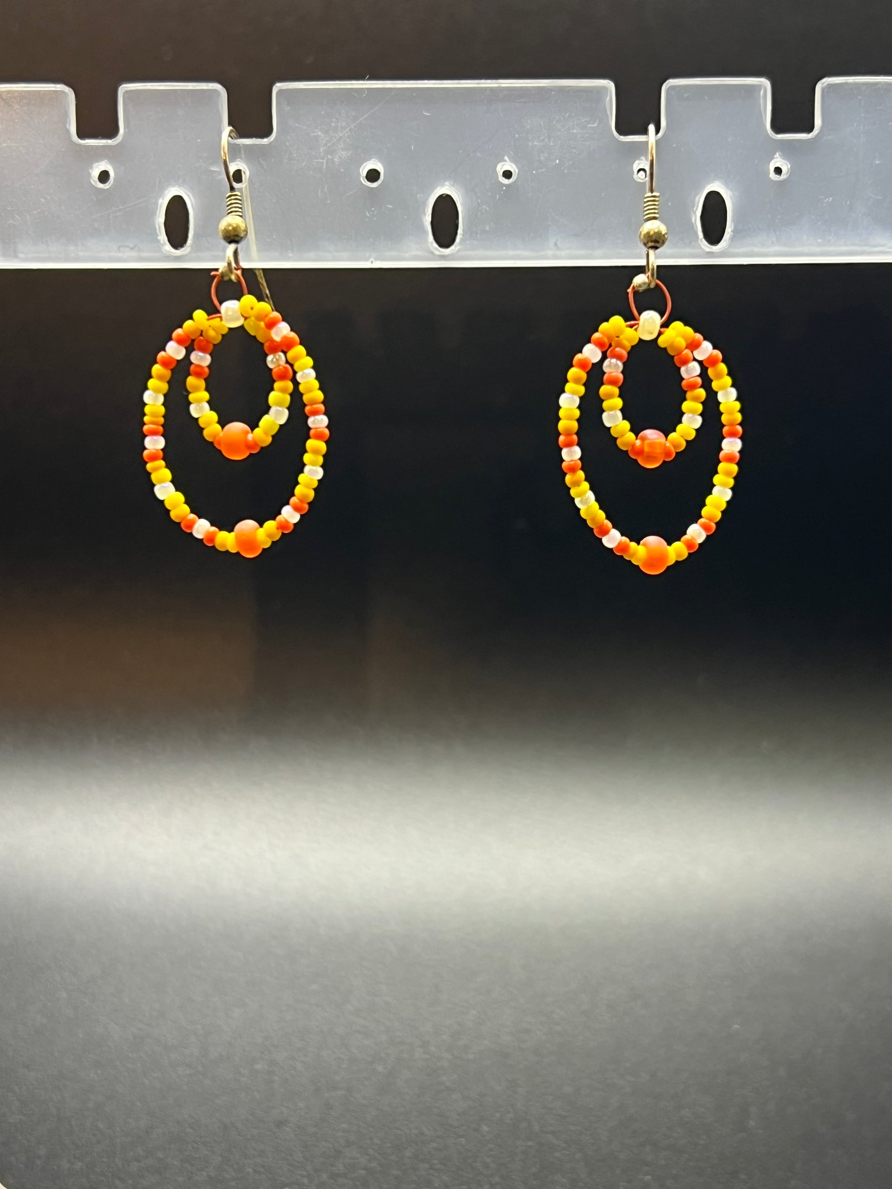 Orange Beaded Earrings
