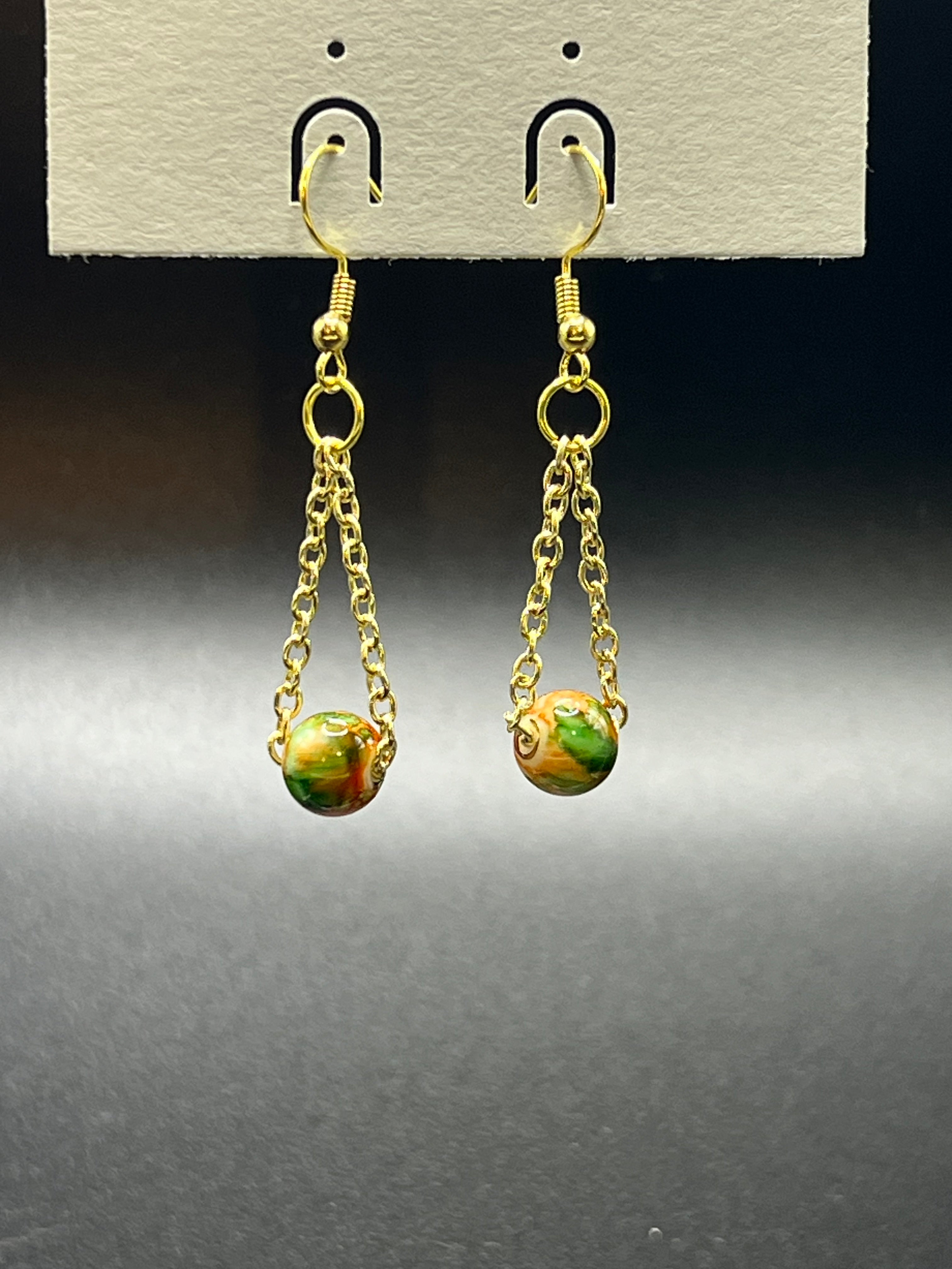 Bead and Chain Earrings