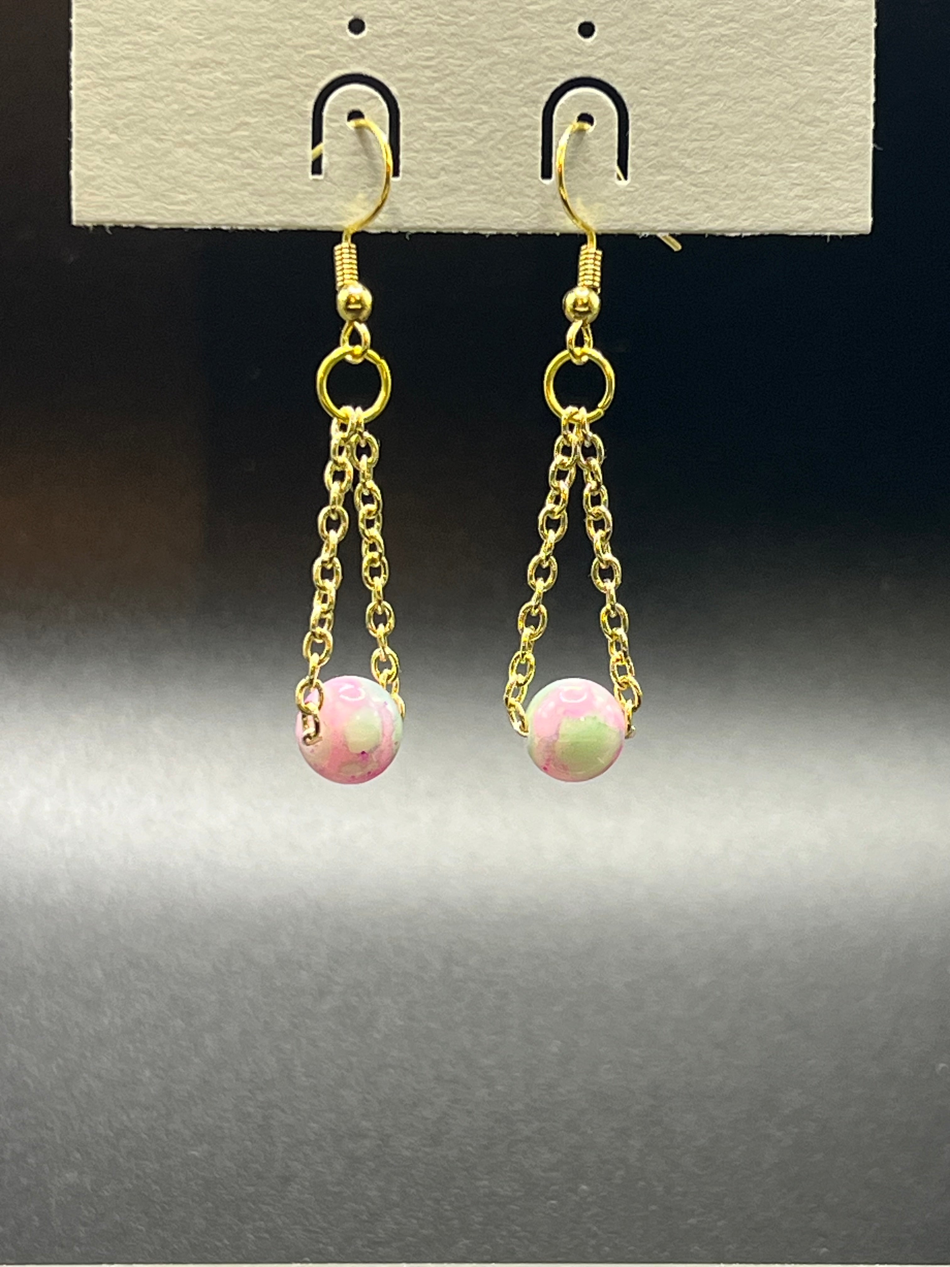 Bead and Chain Earrings