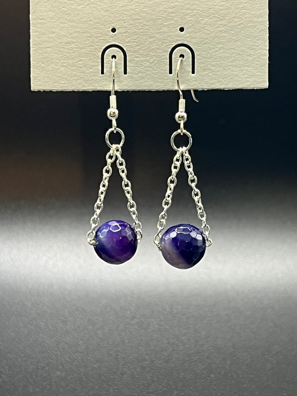 Silver Bead and Chain Earrings