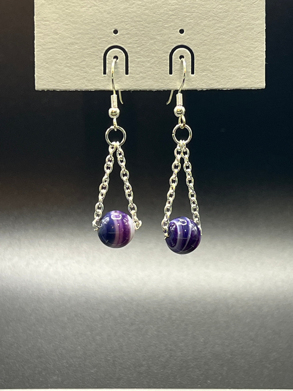 Silver Bead and Chain Earrings